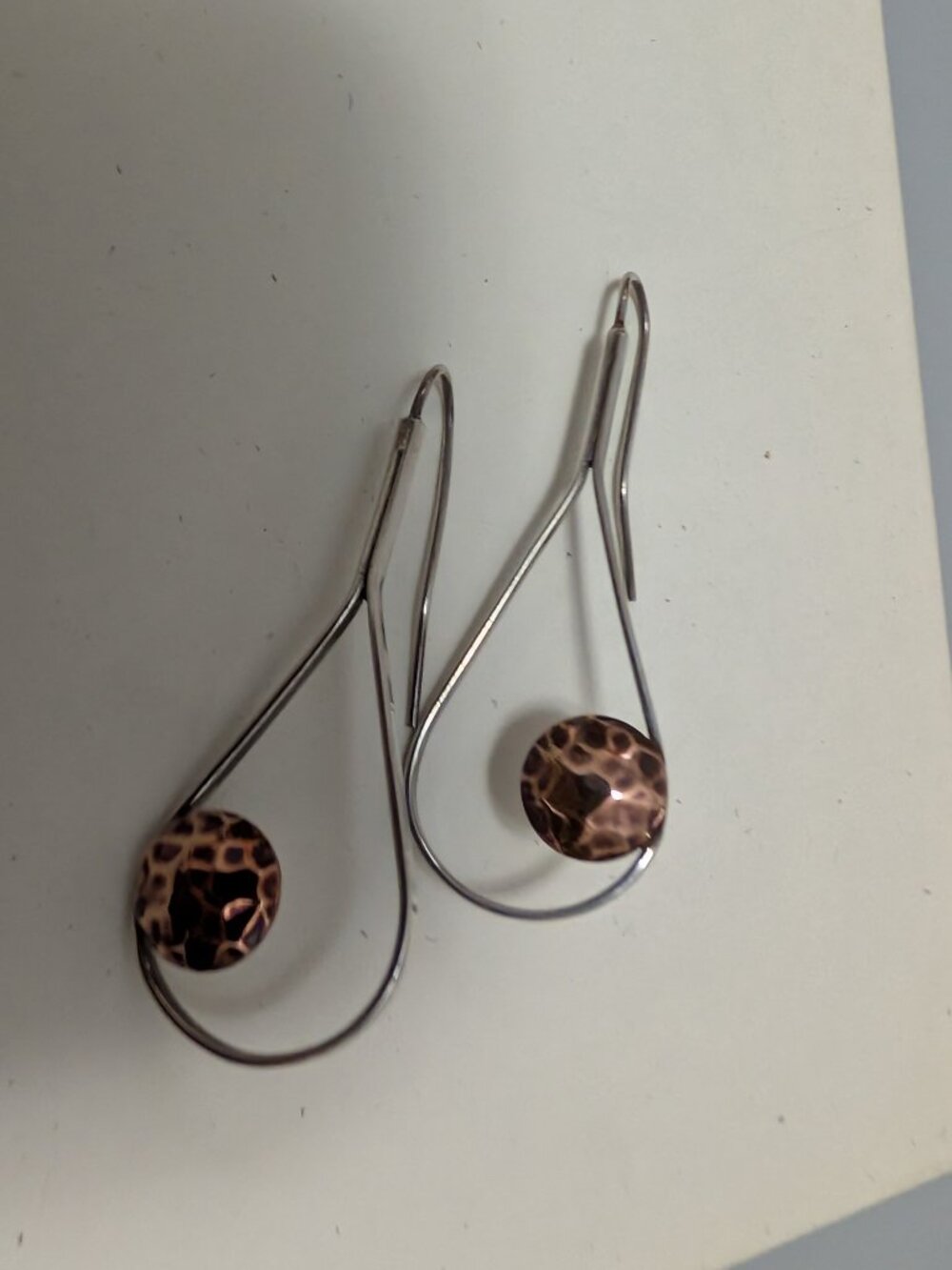 925 Sterling silver and antiqued copper drop earrings - Picture 5 of 5